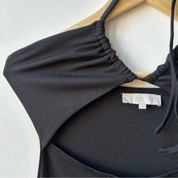 Meshki Maddie Ribbed Cut Out Maxi Bodycon Dress Black Size M - Picture 6 of 7